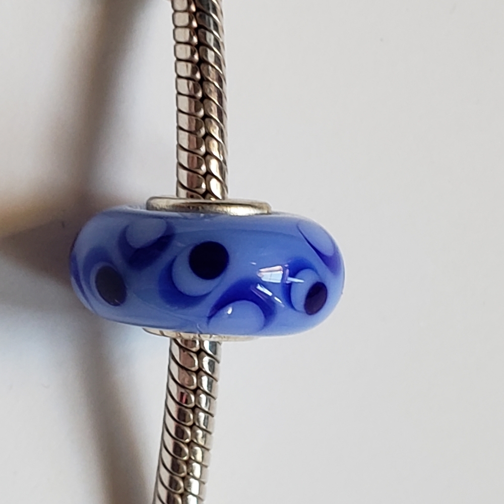 Trollbead universal unique glass bead blue moon